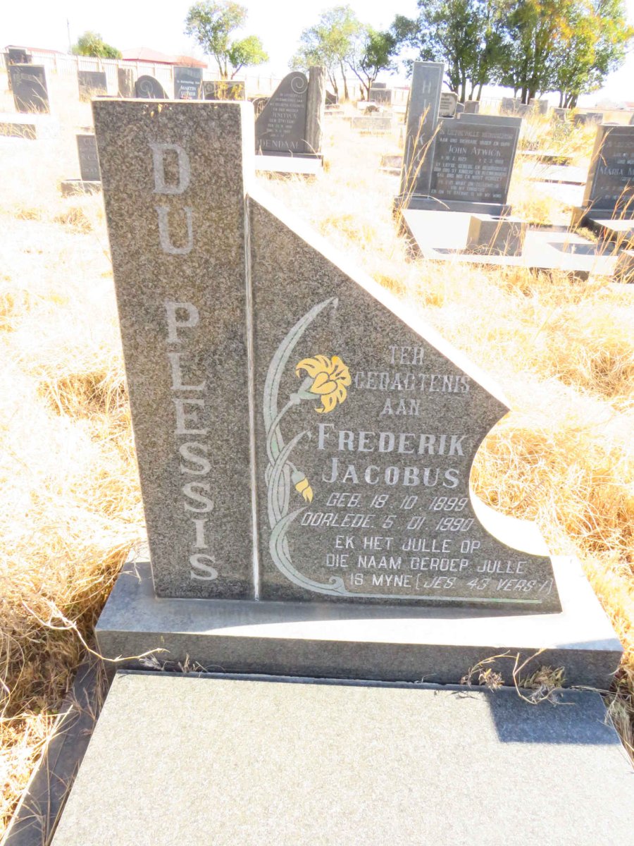 PLESSIS Frederik Jacobus, du 1899-1990