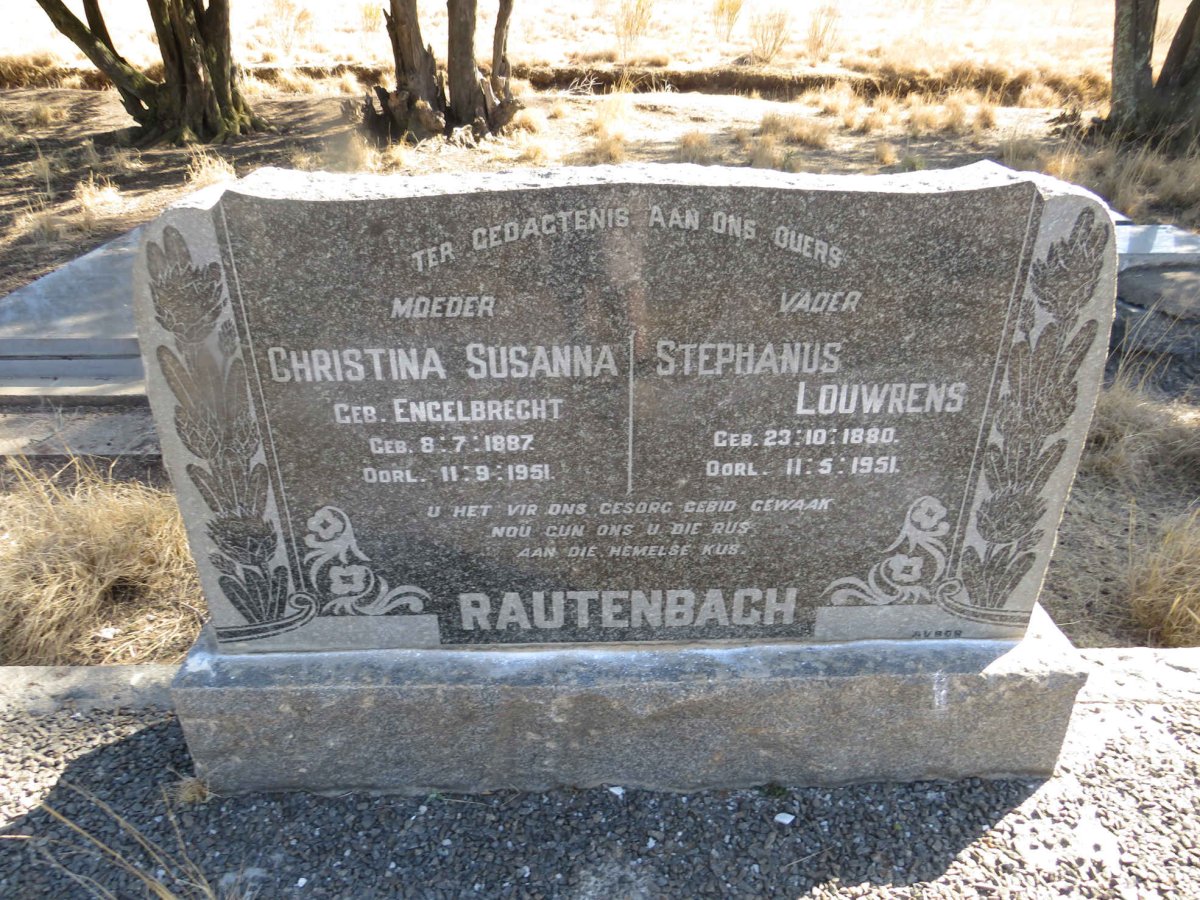 RAUTENBACH Stephanus Louwrens 1880-1951 &amp; Christina Susanna ENGELBRECHT 1887-1951