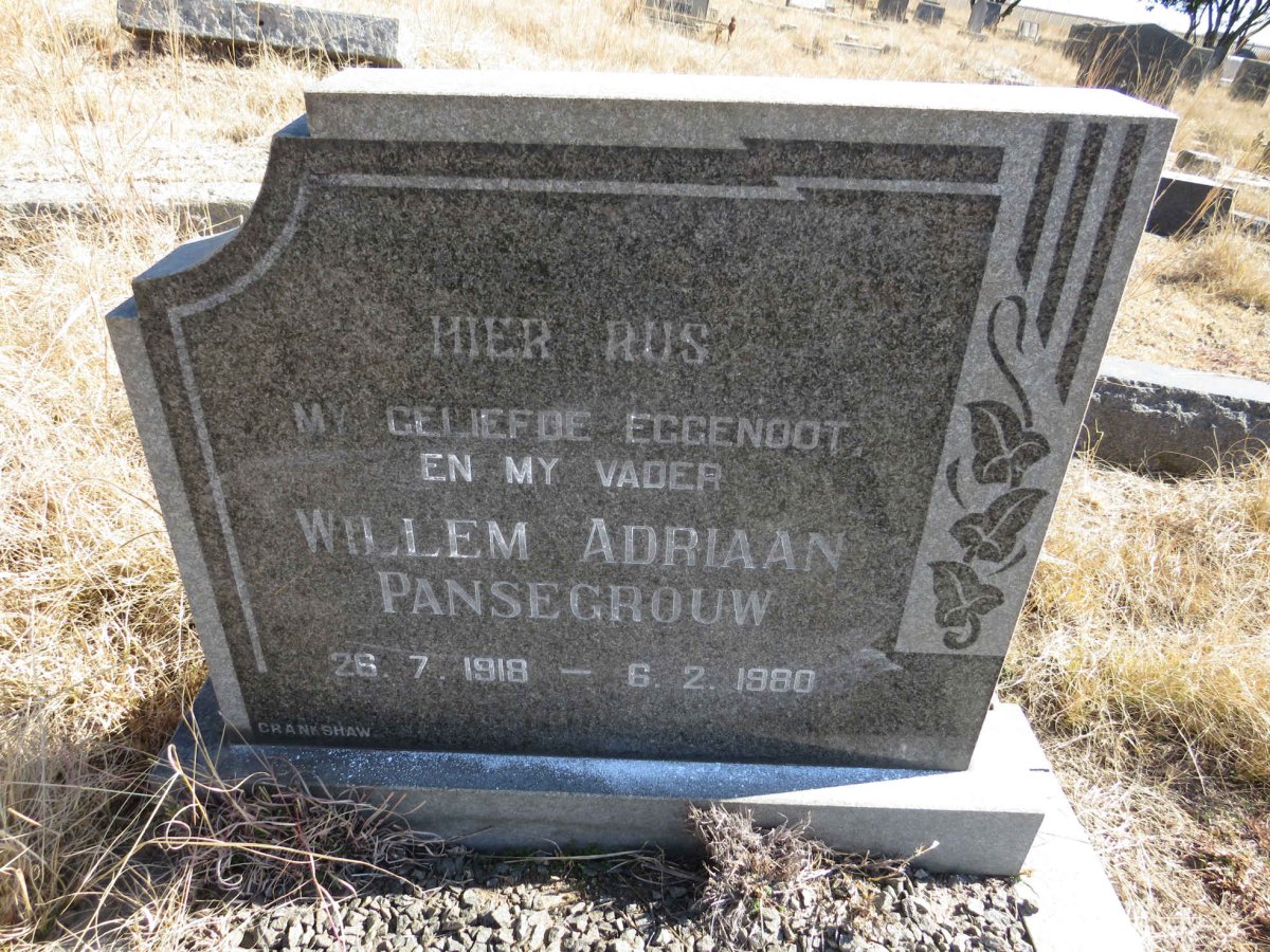 PANSEGROUW Willem Adriaan 1918-1980
