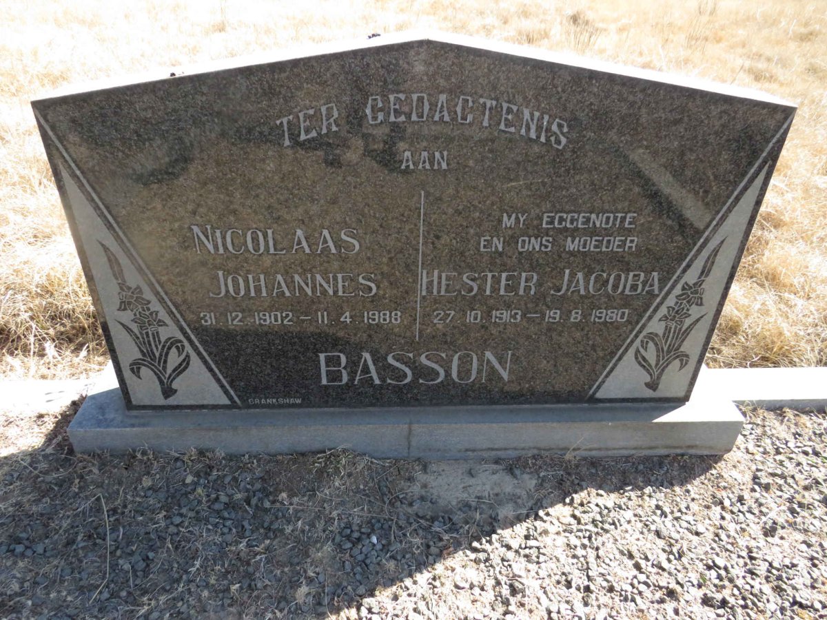 BASSON Nicolaas Johannes 1902-1988 &amp; Hester Jacoba 1913-1980