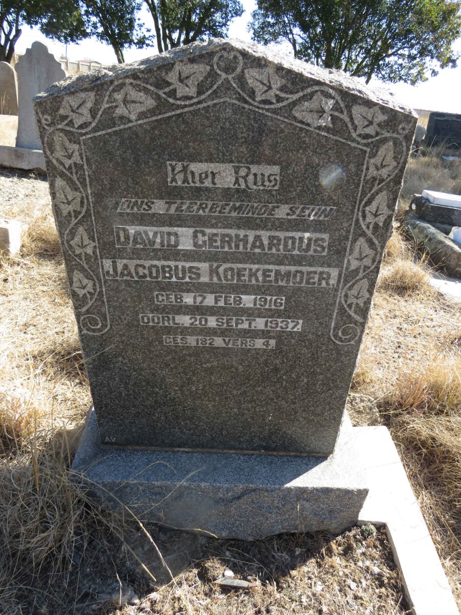 KOEKEMOER David Gerhardus Jacobus 1916-1937