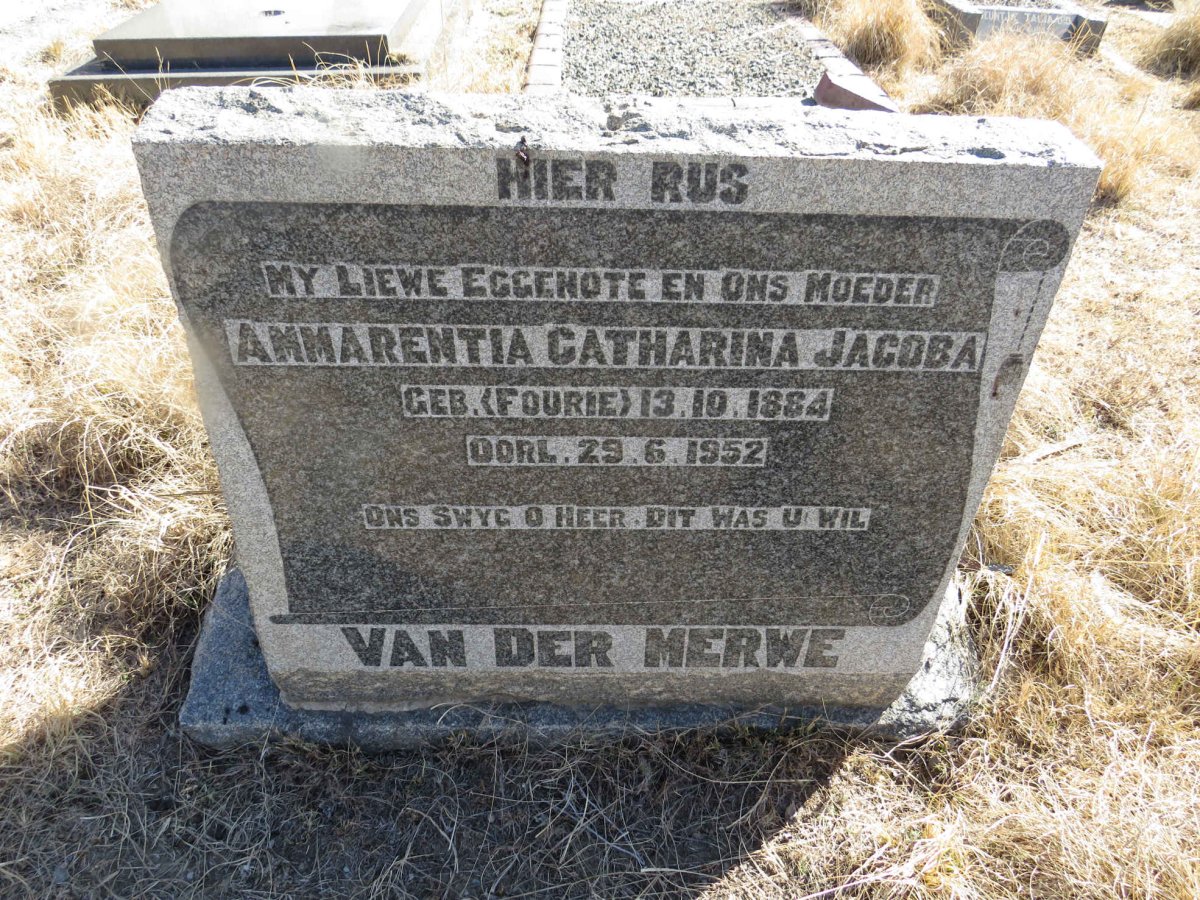 MERWE Ammarentia Catharina Jacoba, van der nee FOURIE 1884-1952