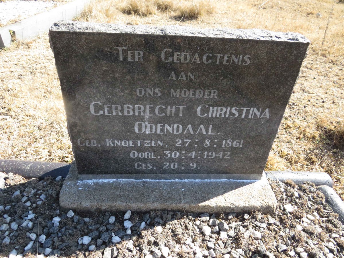 ODENDAAL Gerbrecht Christina nee KNOETZEN 1861-1942
