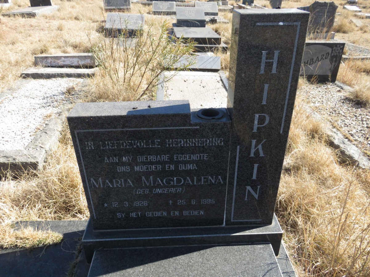 HIPKIN Maria Magdalena nee UNGERER 1925-1995