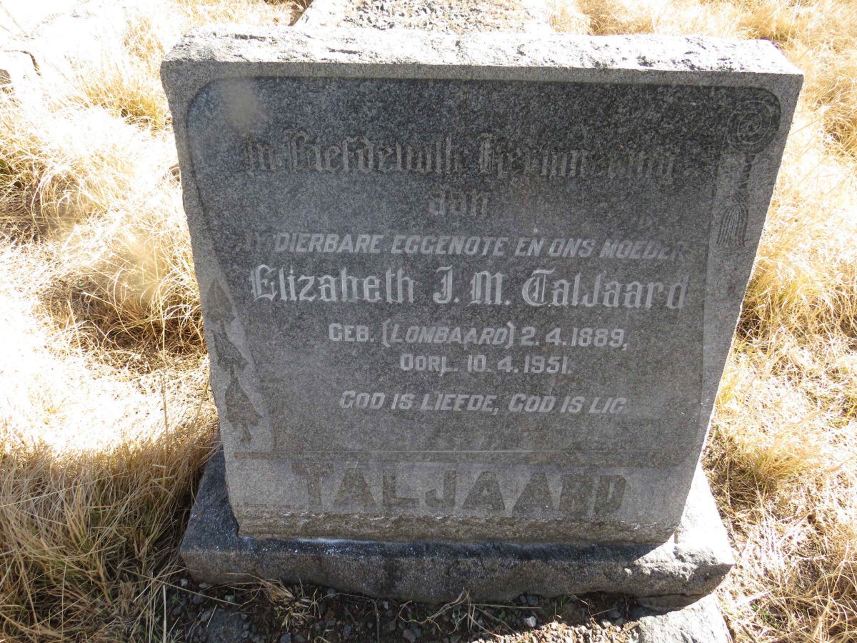 TALJAARD Elizabeth J.M. nee LOMBAARD 1889-1951