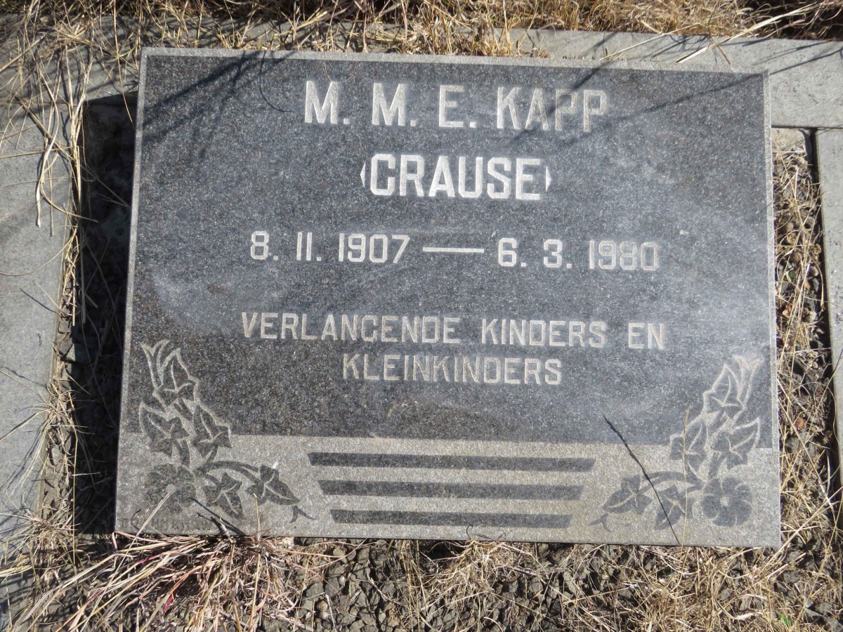 KAPP M.M.E. nee CRAUSE 1907-1980