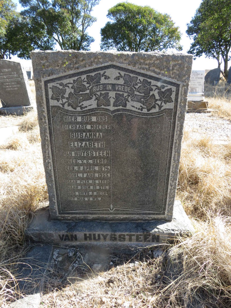 HUYSSTEEN Susanna Elizabeth, van nee V.D. BERG 1874-1955
