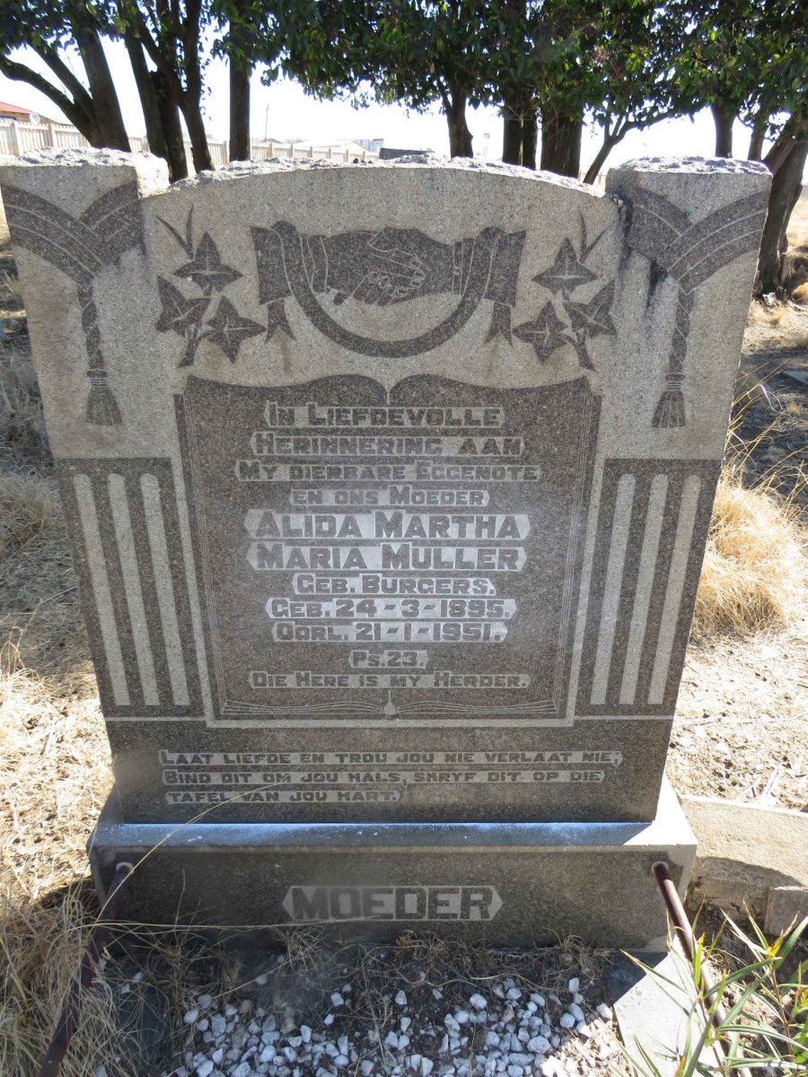 MULLER Alida Martha Maria nee BURGERS 1895-1951