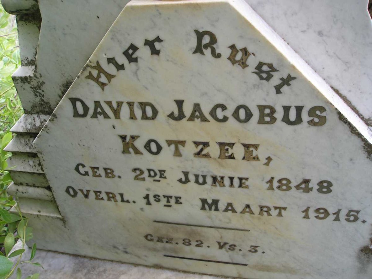 KOTZEE David Jacobus 1848-1915 &amp; Maria Helena LUBBE 1854-1897