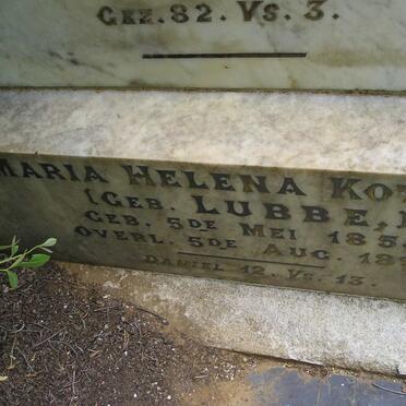KOTZEE David Jacobus 1848-1915 &amp; Maria Helena LUBBE 1854-1897