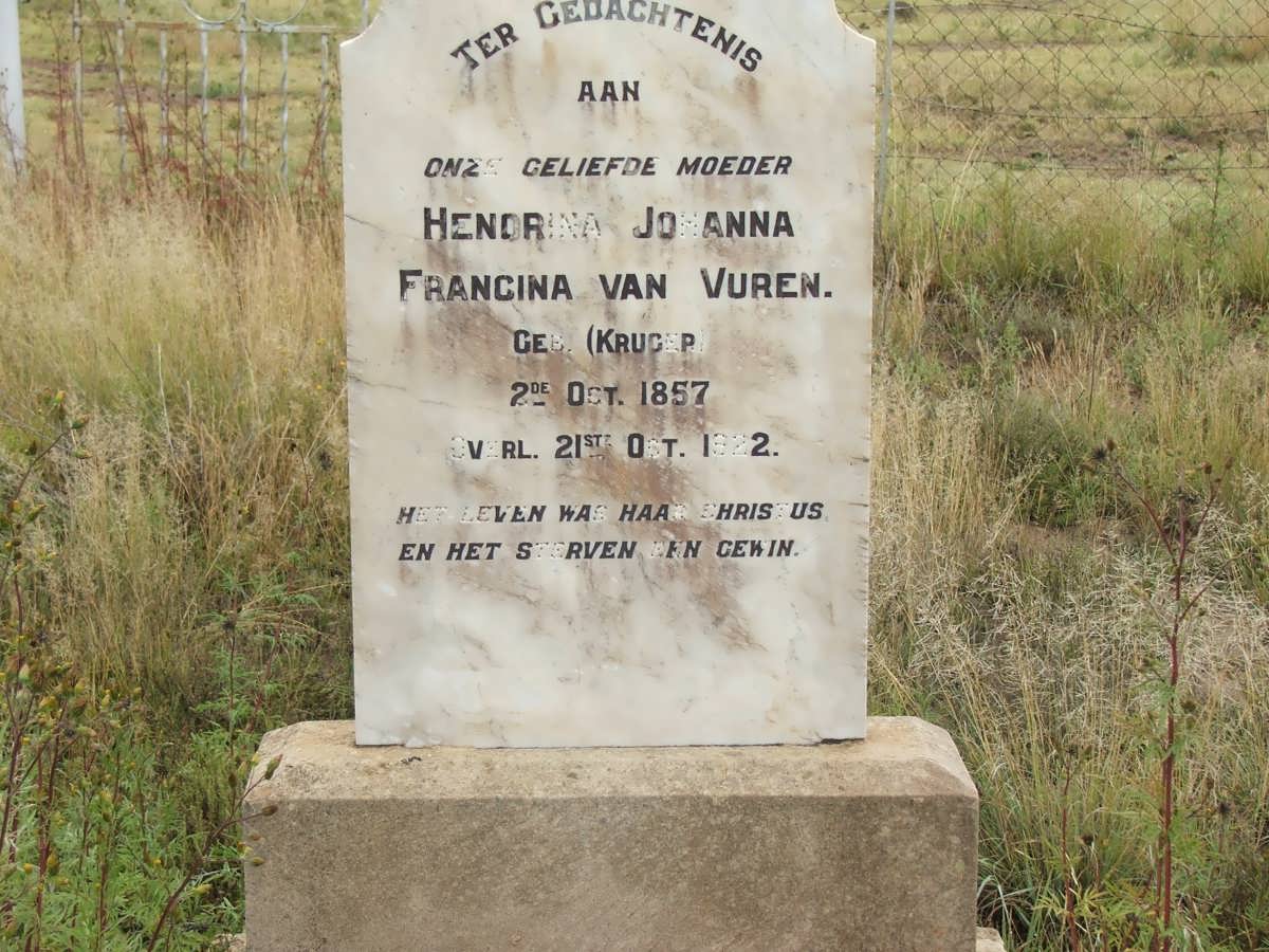 VUREN Hendrina Johanna Francina, van nee KRUGER 1857-1922