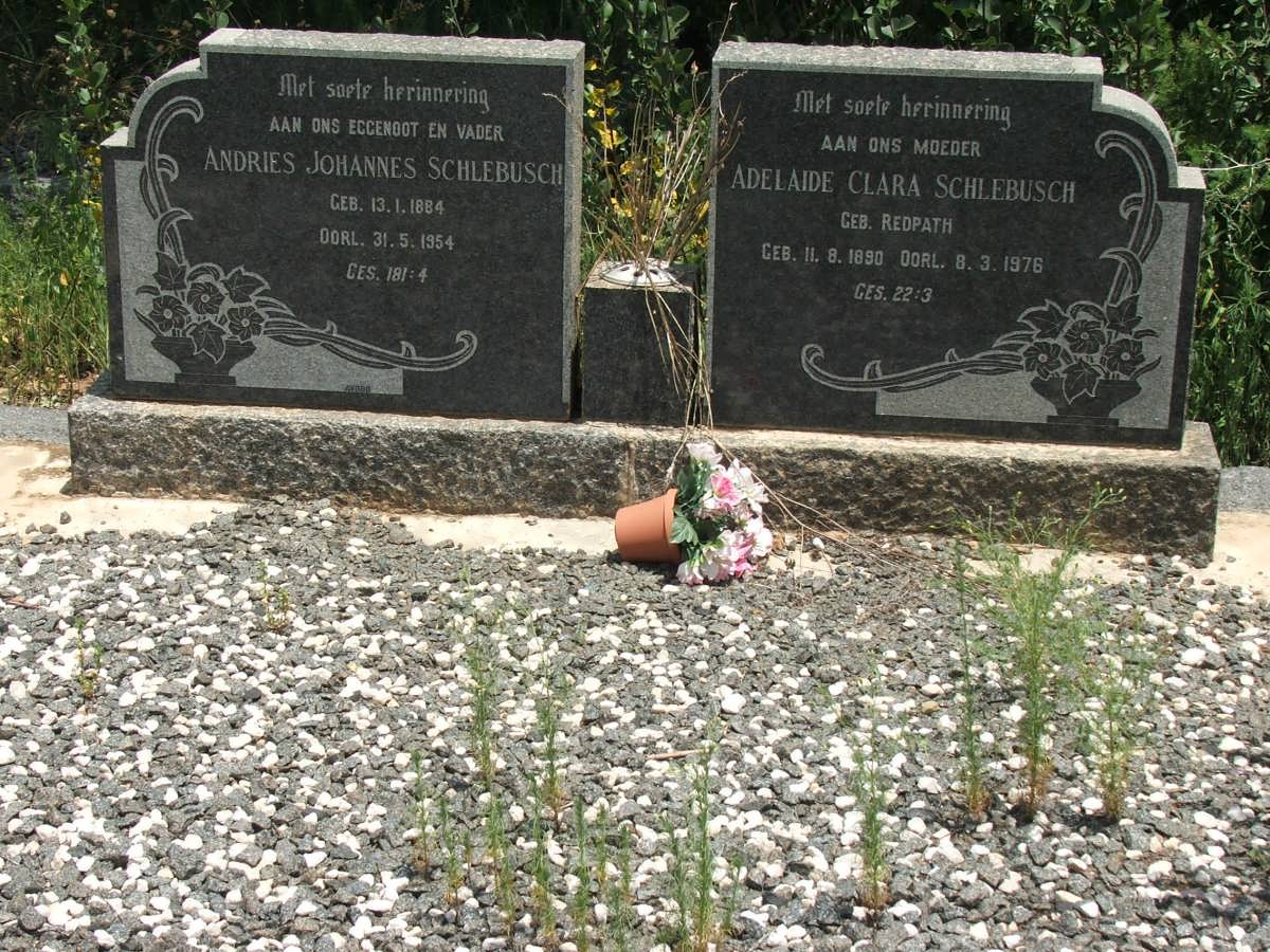 SCHLEBUSCH Andries Johannes 1884-1954 &amp; Adelaide Clara REOPATH 1890-1976