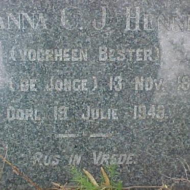HENNING Susanna C.J. voorheen BESTER nee DE JONGE 1868-1949