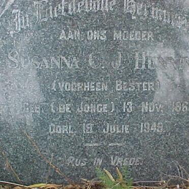 HENNING Susanna C.J. voorheen BESTER nee DE JONGE 1868-1949