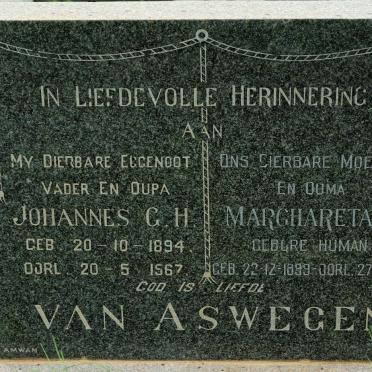 ASWEGEN Johannes G.H, van 1894-1967 &amp; Marghareta A. HUMAN 1899-1986