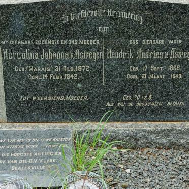 ASWEGEN Hendrik Andries, van 1868-1949 &amp; Herculina Johanna MARAIS 1872-1942
