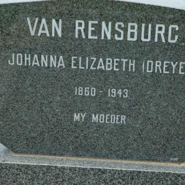 RENSBURG Johanna Elizabeth, van nee DREYER 1860-1943