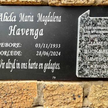 HAVENGA James Bucknall 1930-1981 & Alida Maria Magdalena 1933-2024
