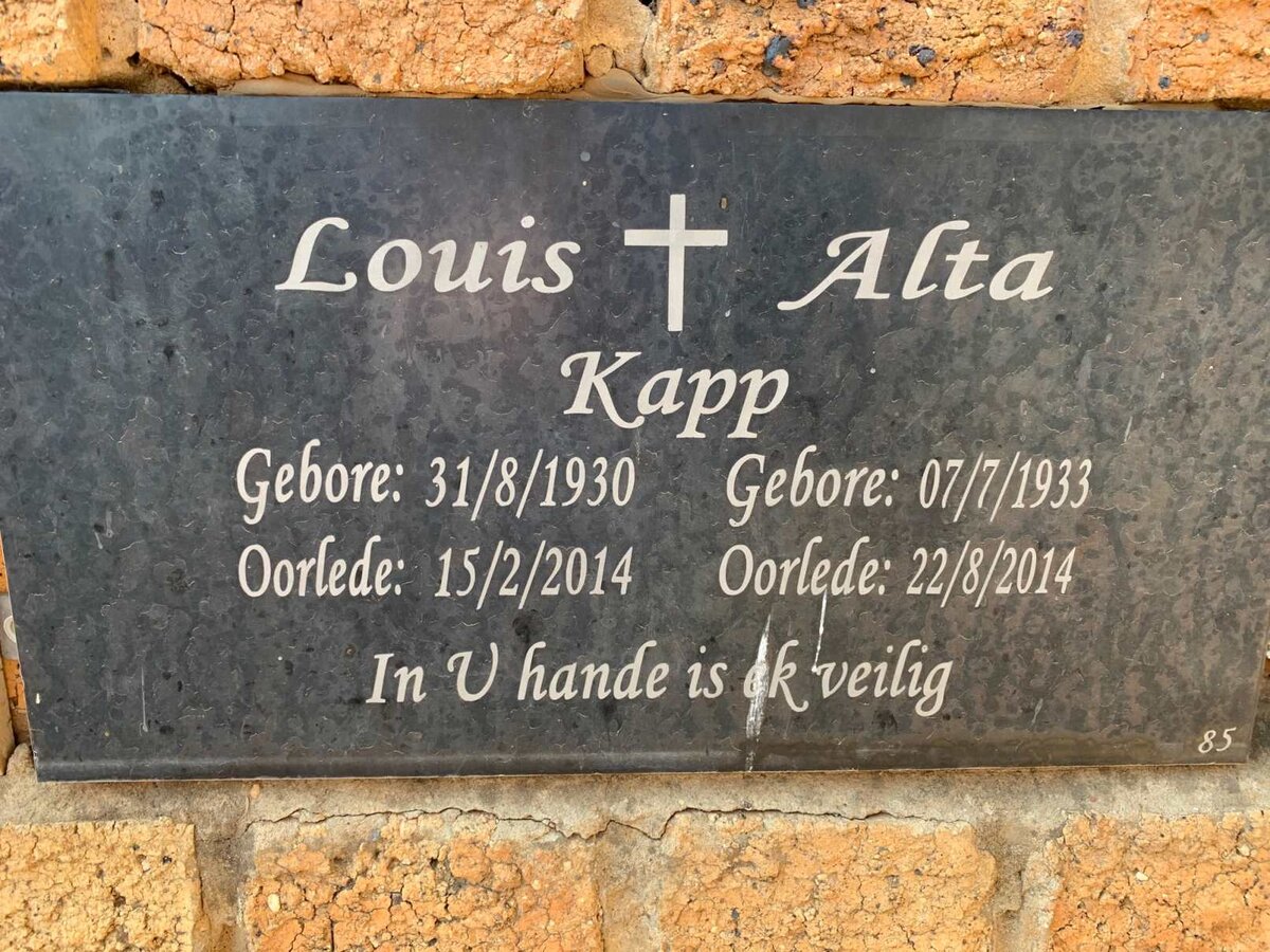 KAPP Louis 1930-2014 &amp; Alta 1933-2014