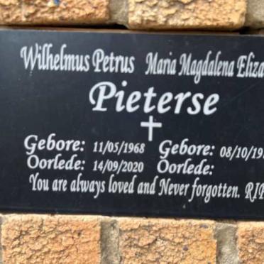 PIETERSE Wilhelmus Petrus 1968-2020 & Maria Magdalena Elizabeth 1973-