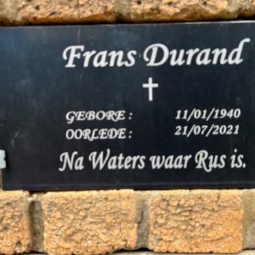 DURAND Frans 1940-2021