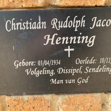 HENNING Christiaan Rudolph Jacobus 1934-2016
