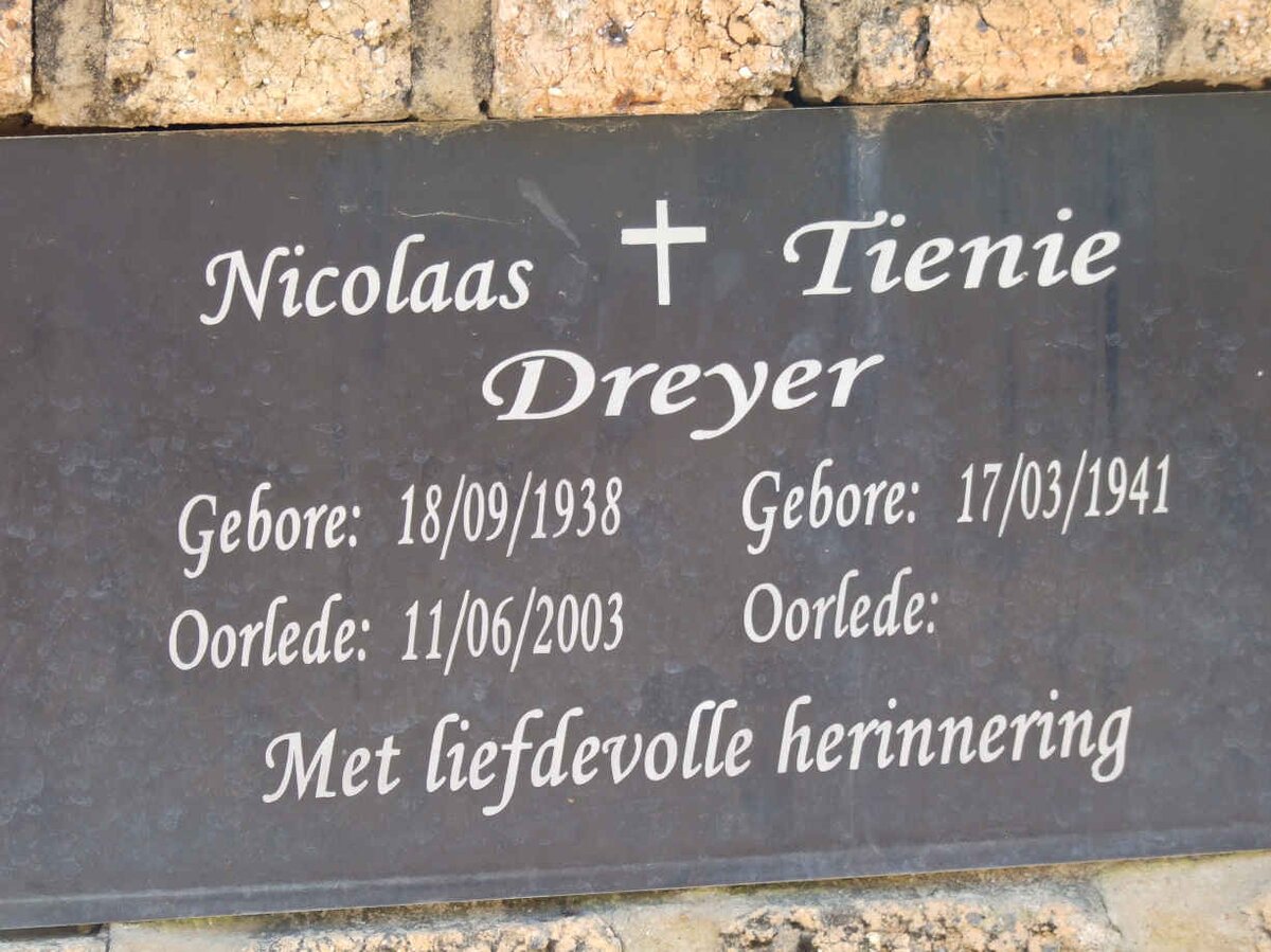 DREYER Nicolaas 1938-2003 &amp; Tienie 1941-