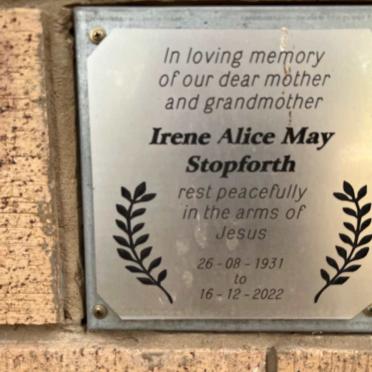STOPFORTH Irene Alice May 1931-2022