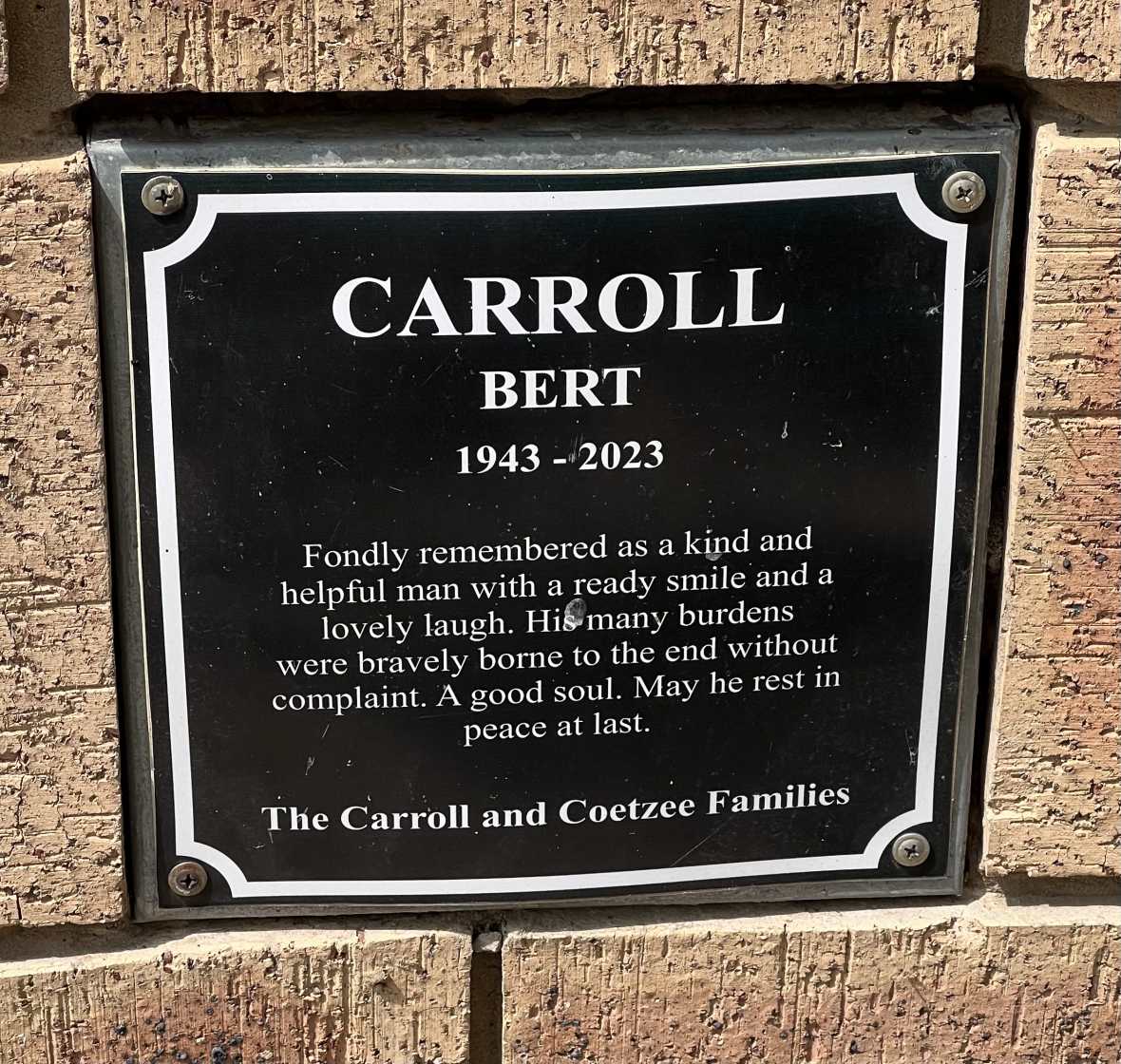 CARROLL Bert 1943-2023