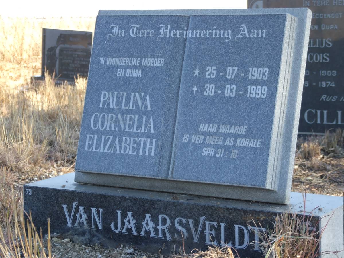 JAARSVELDT Paulina Cornelia Elizabeth, van 1903-1999