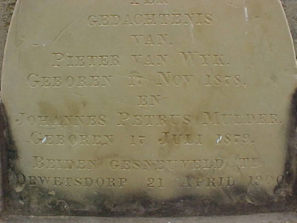 WYK Pieter, van 1878-1900 :: MULDER Johannes Petrus 1879-1900