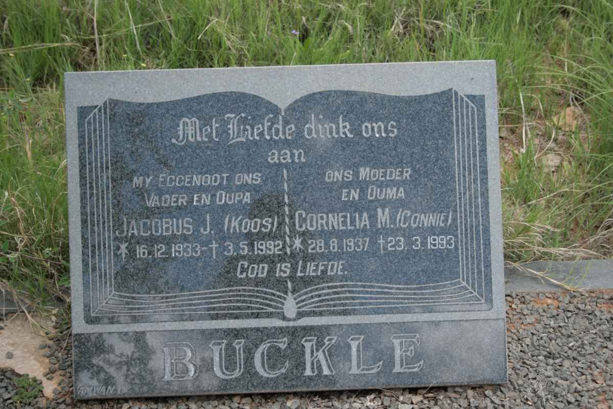BUCKLE Jacobus J. 1933-1992 &amp; Cornelia M. 1937-1993