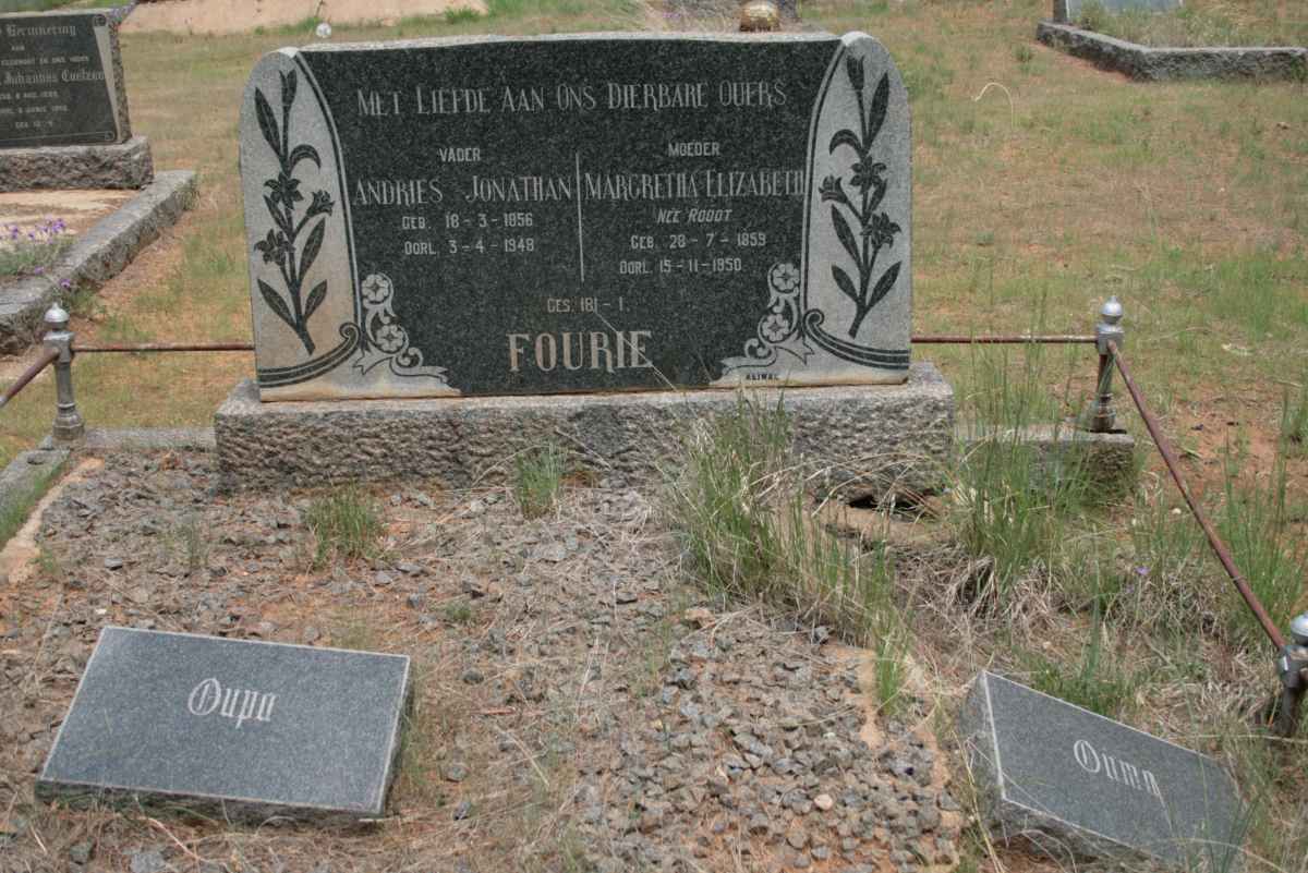 FOURIE Andries Jonathan 1856-1948 &amp; Margretha Elizabeth ROODT 1859-1950