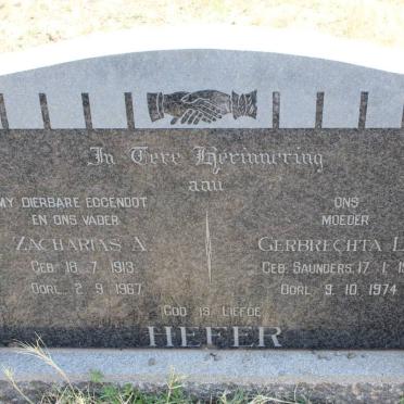 HEFER Zacharias A. 1913-1967 &amp; Gerbrechta L.C. SAUNDERS 1913-1974