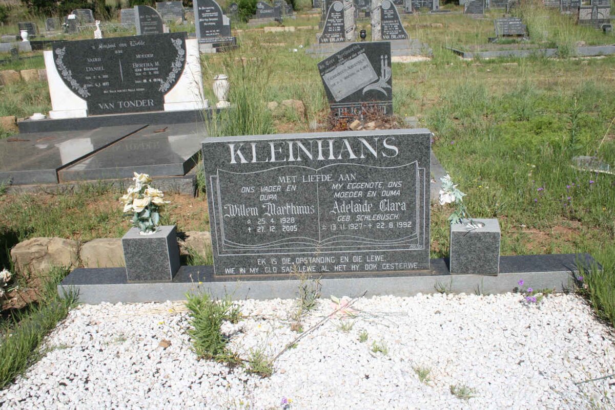 KLEINHANS Willem Marthinus 1928-2005 &amp; Adelaide Clara SCHLEBUSCH 1927-1992