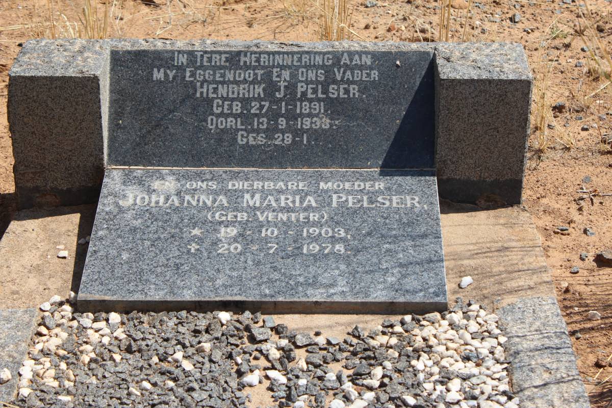 PELSER Hendrik J. 1891-1933 &amp; Johanna Maria VENTER 1903-1978