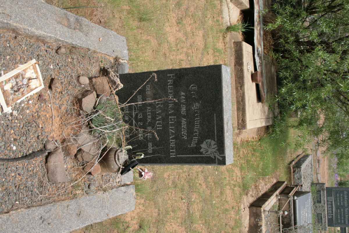 RAATH Frederika Elizabeth nee DE KLERK 1909-1965