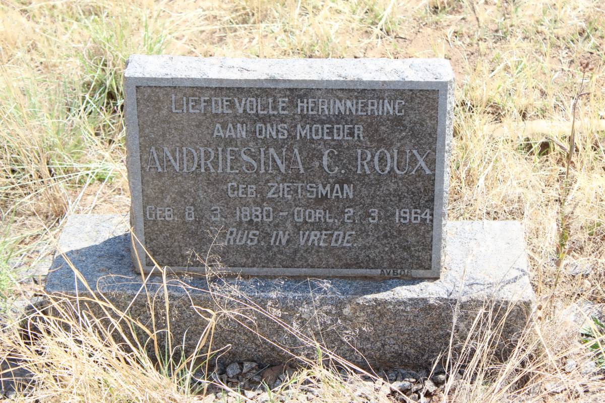 ROUX Andriesina C. nee ZIETSMAN 1880-1964