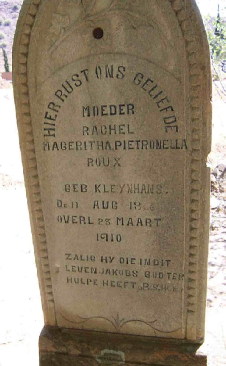 ROUX Rachel Mageritha Pietronella nee KLEYNHANS 1866-1910