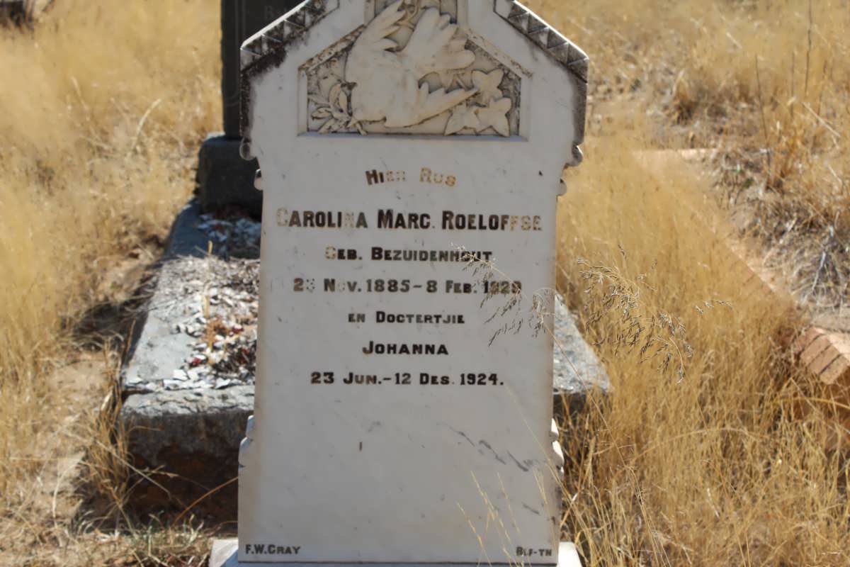 ROELOFFSE Carolina Marg. nee BEZUIDENHOUT 1885-1929 :: ROELOFFSE Johanna 1924-1924