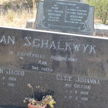 SCHALKWYK Johan Jacob, van 1904-1981 &amp; Elsie Johanna COETZER 1909-1981