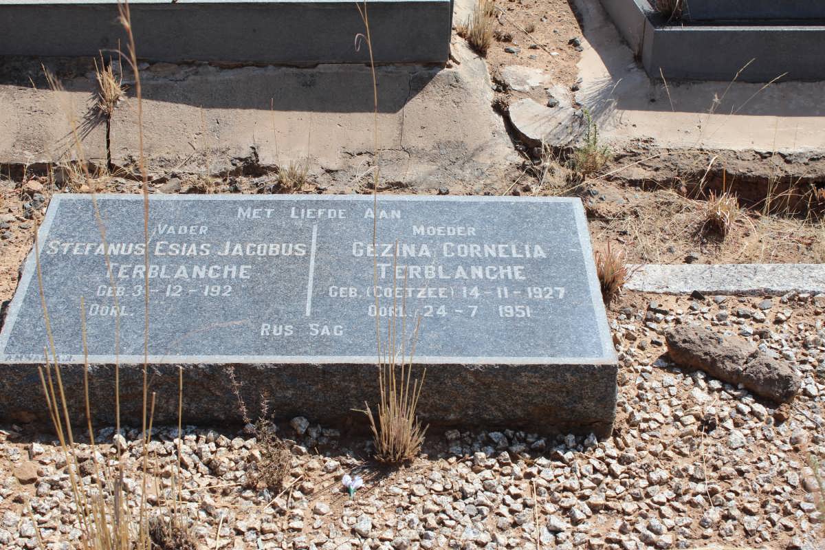 TERBLANCHE Stefanus Esias Jacobus 192?- &amp; Gezina Cornelia COETZEE 1927-1951
