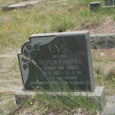 UYS Hester Francina nee Van TONDER 1903-1964