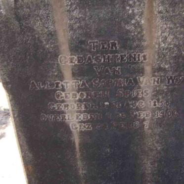 WYK Alletta Sophia, van nee SPIES 1850-1900