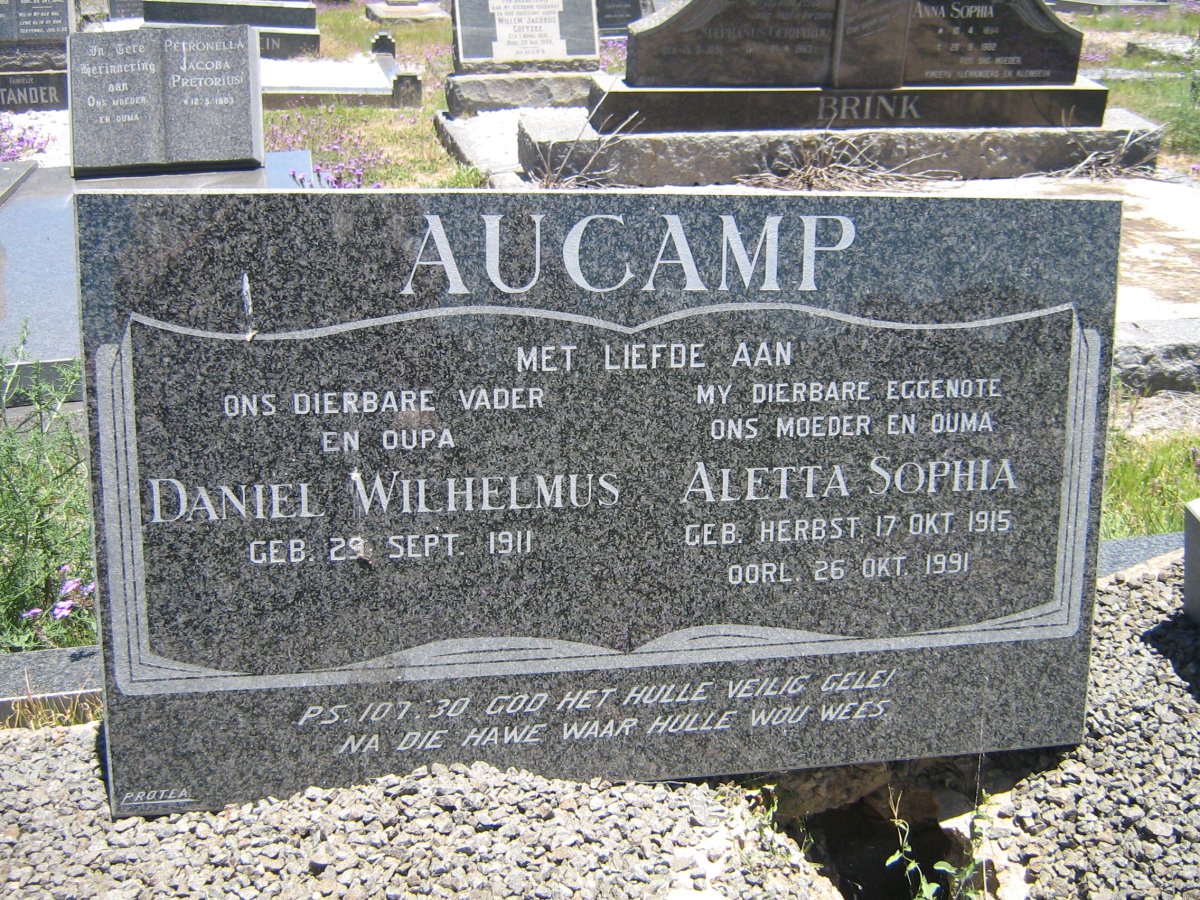 AUCAMP Daniel Wilhelmus 1911- &amp; Aletta Sophia HERBST 1915-1991