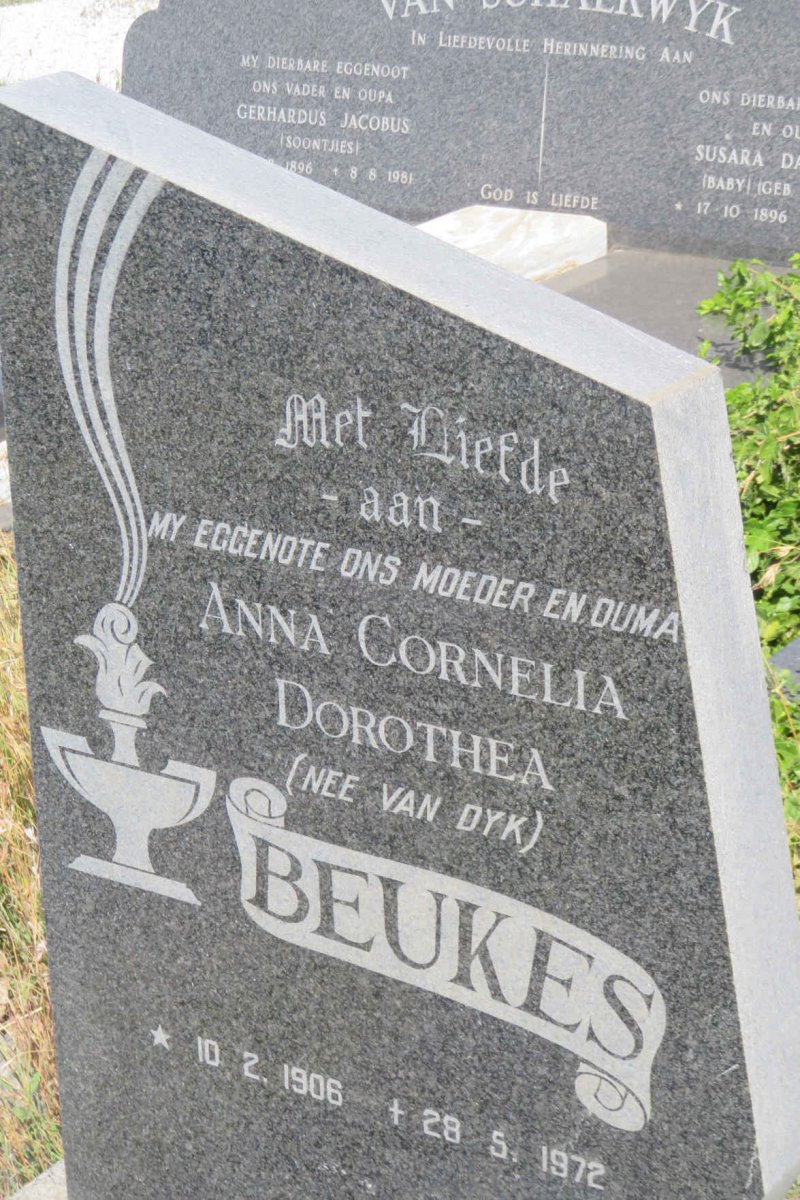 BEUKES Anna Cornelia Dorothea nee van DYK 1906-1972