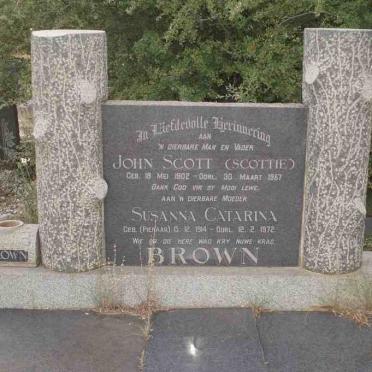 BROWN John Scott 1902-1957 &amp; Susanna Catarina PIENAAR 1904-1972