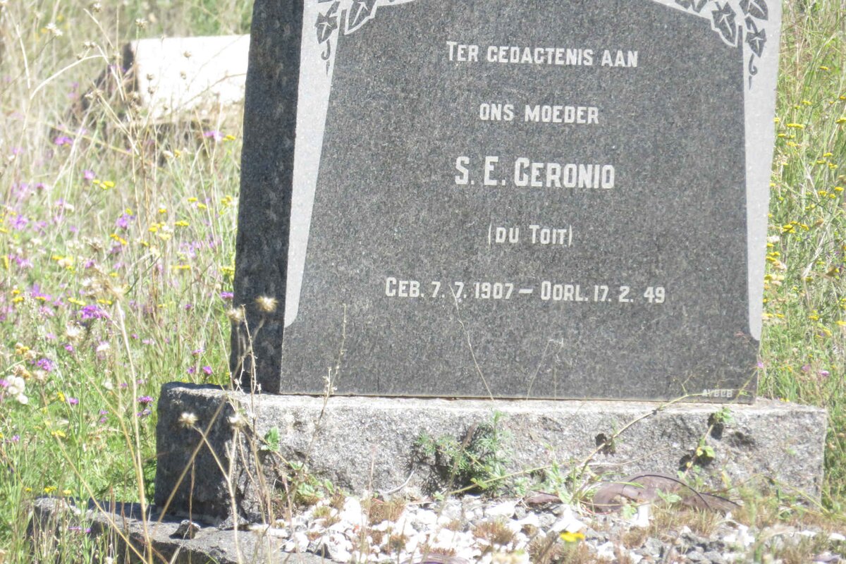 CERONIO S.E. nee DU TOIT 1907-1949