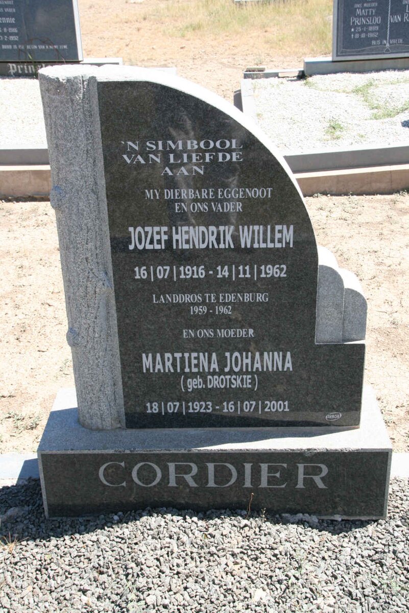 CORDIER Jozef Hendrik Willem 1916-1962 &amp; Martiena Johanna DROTSKIE 1923-2001