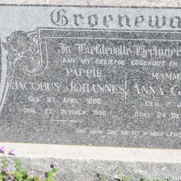 GROENEWALD Jacobus Johannes 1886-1958 &amp; Anna Gertruida 1889-1974